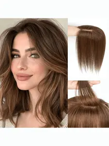 Handmade Invisible Lace Topper with Center Part, Base Size 2.76×4.33 Inches, Available in Straight or, Versatile Hairpiece for Natural Looks