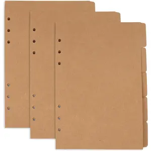 , 3 Sets A5  Paper Divider 6 Holes Ring Index Page Tab Cards for Travel Diary Binder Notebooks Journal Plan