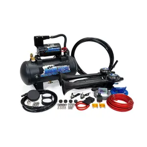 HornBlasters Super Echo 127H Air Horn Kit with Dual-Chime Metal Horn, 1.5-Gallon Air Tank, and Pre-Assembled Air Source Unit for Easy Installation - Car Accessories