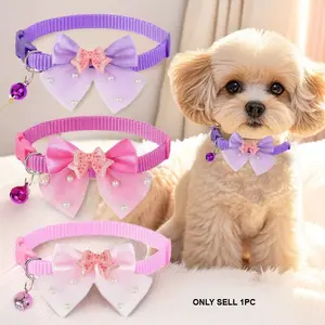 Adjustable Bow Tie Collar for Yorkie & Maltese Dogs, Butterfly Design, Cute Pet Accessory, Comfortable Neck Strap