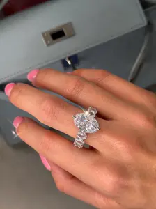 Oval Halo Band Ring Silver