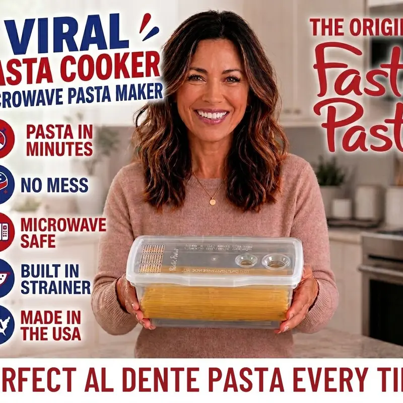 The Original Fasta Pasta Microwave Cooker with Lid & Built-in Strainer-No More Messes, Waiting for Water to Boil, or Sticky Noodles- Perfect Kitchen Gadget - Patented Design, It Really Works