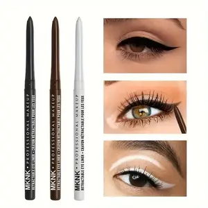 MKNK 3-Pack Matte Eyeliner Pencils Waterproof - Smudge-Proof, Long-Lasting Makeup, Brown, White, Black - Perfect for Parties and Everyday Glamour, Easy to Use, Suitable for All Skin Types, Great Valentine's Day and Mother's Day Gift
