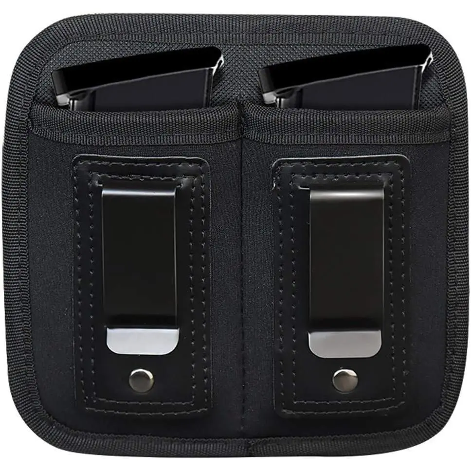 Universal Double Magazine Pouch for 9mm .40 .45 .380 .357, IWB Mag Holster Concealed Cary for Double Stack, Mag Holder for Glock19 43 17 1911 S&W M&P, IWB Clip Magazine Pouch IWB Pistol Ammo