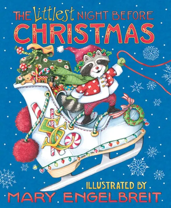 Used Hardcover Book - Mary Engelbreit's The Littlest Night Before Christmas: Illustrated Reimagined Christmas Classic for Kids, Woodland Animals, Mouse Family, Jolly Intruder, Magical Wintery World (English) - School & Educational Office Stationery Supply