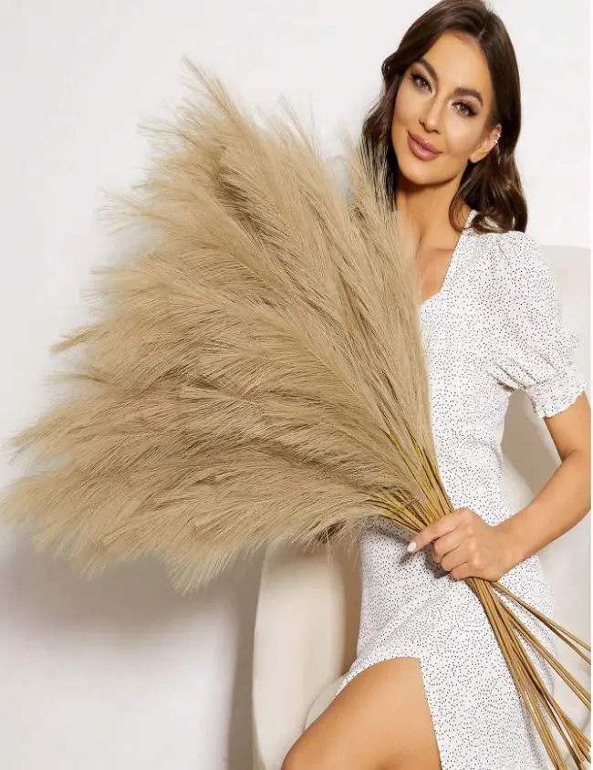 Faux Pampas Grass 55cm/97cm, Artificial Fluffy Stems for Floor Vase Boho Home Decor