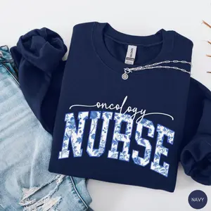 Oncology Nurse T-Shirt, Sweatshirt & Hoodie, Floral Cancer Nurse Shirt, ONC Nurse Crewneck Sweater, Oncology Nursing Sweaters, Peds Onc Nurse Sweatshirt Cotton Fabric