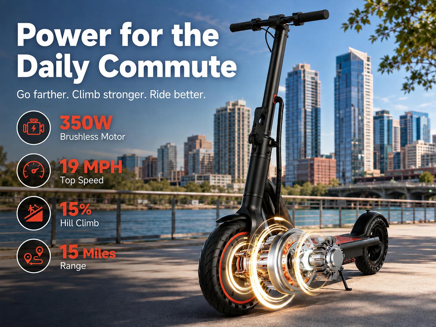 SummerWins Foldable Electric Scooter for Adults, 350W Brushless Motor, 19MPH Max Speed, 15 Miles Range, 15% Hill Climbing, Smart LED Display & Bluetooth APP Control, Portable Commuter E-Scooter for Teens & Office Workers