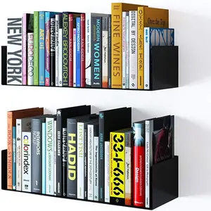 Bali Floating Wall Mount Metal U Shape Shelf Book CD DVD Storage Display Bookcase Black Set of 2