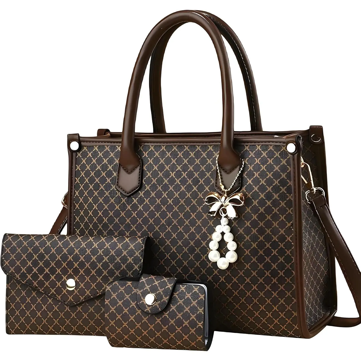 3 count Purses and Handbags Set for Women, Top Handle Satchel Purse, Satchel  Bag with Wallet and Card Purse