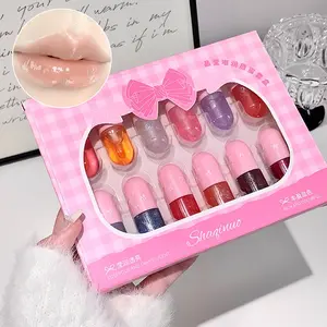 Shaqinuo Crystal Plush Lip Gloss Set, 12-Piece Gift Box, Moisturizing & Hydrating, Color-Changing, Fine Glitter, Daily Use, Best Friend Gift