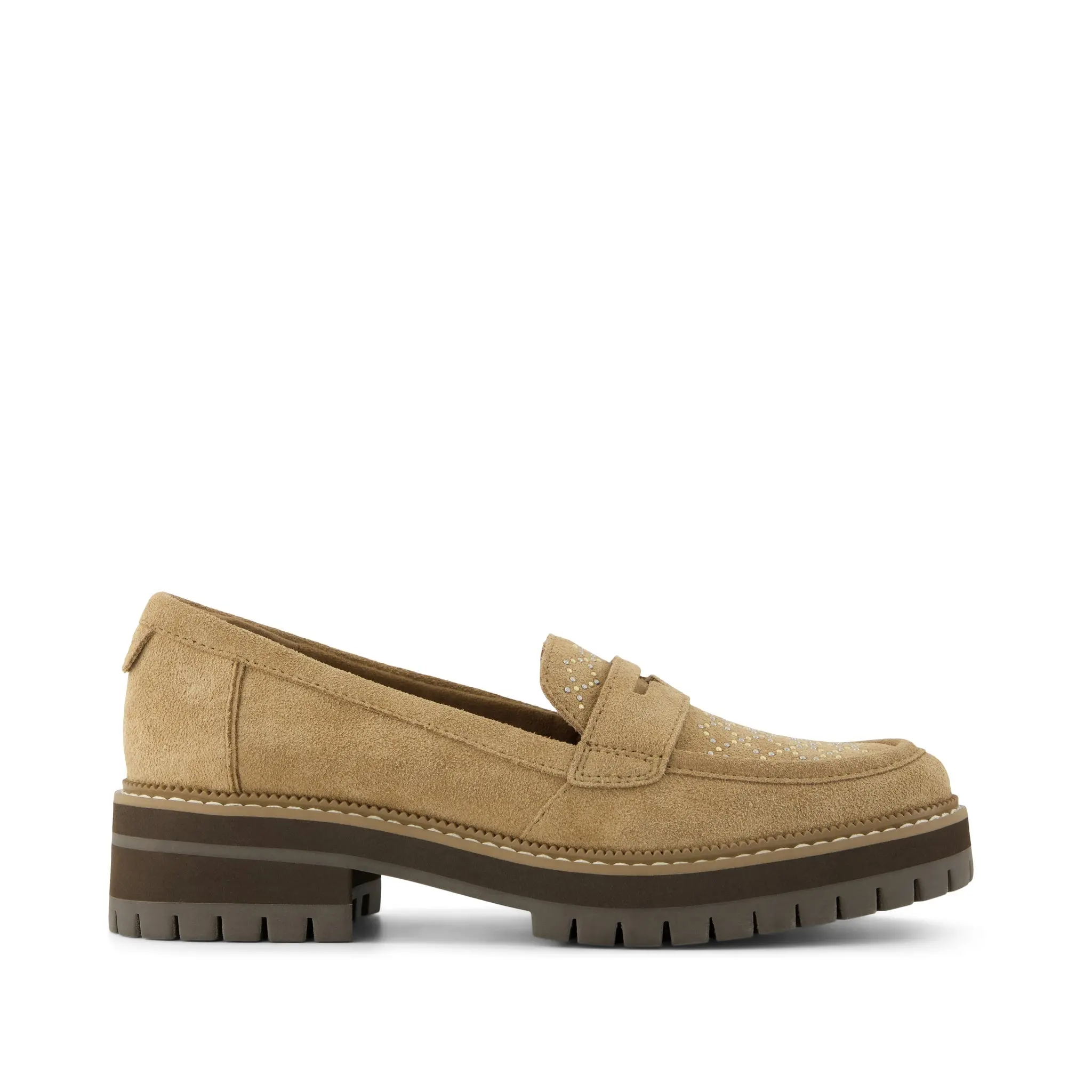 Womens Cara Loafer Toffee Suede with Studs