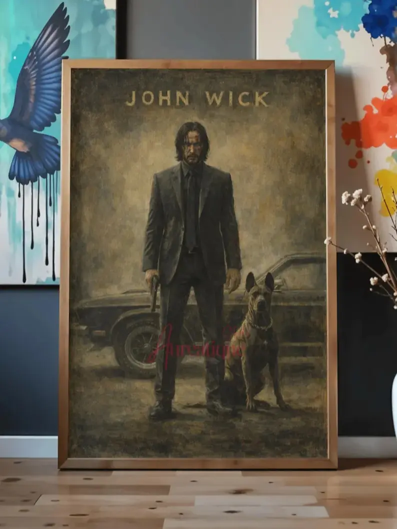 John Wick The Boogeyman Artistic Paper Poster - Cool Wall Art, Digital Print Style Graphic Design Artwork, Home Supplies Art Print for Bedroom Decor, Graphic Print Design