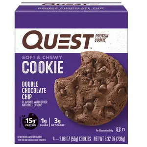 Quest Soft & Chewy Protein Cookie, High Protein, Double Chocolate Chip, 4 Count