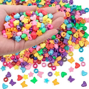 900 Pcs 6x9mm Colourful Plastic Multi-Colored Pony Beads for DIY Bracelet Necklace Jewelry Making Friendship Bracelets Party Decoration Supplies