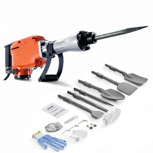 VEVOR Heavy Duty Demolition Jack Hammer - Impact Drill with 2/4/6 Chisel Bits 360 ° C Swiveling Front HandleElectric Hammer & Gloves for Concrete Breaking (), Drill Bits,father'sdaygifts