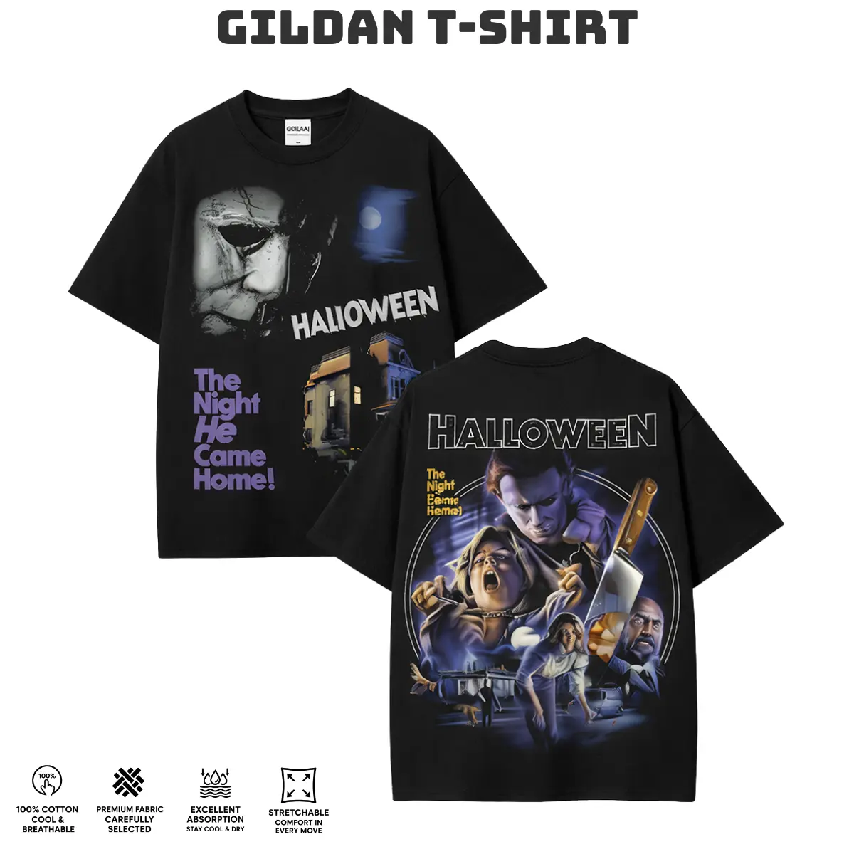 Oversized Michael Myers Tee – Vintage Y2K Horror Movie Graphic, Men’s Heavyweight Streetwear Gift,Halloween Michael Myers horror movie oversized graphic tee men,Ghostface - Scream Horror Movie Graphic Tee