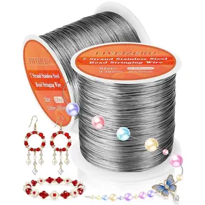 FIVEIZERO 656FT 0.3mm Stainless Steel Beading Stringing Wire, 2 Rolls 7 Strand Jewelry Wire for Jewelry Making Supplies, Threading Necklace Bracelet Crafts