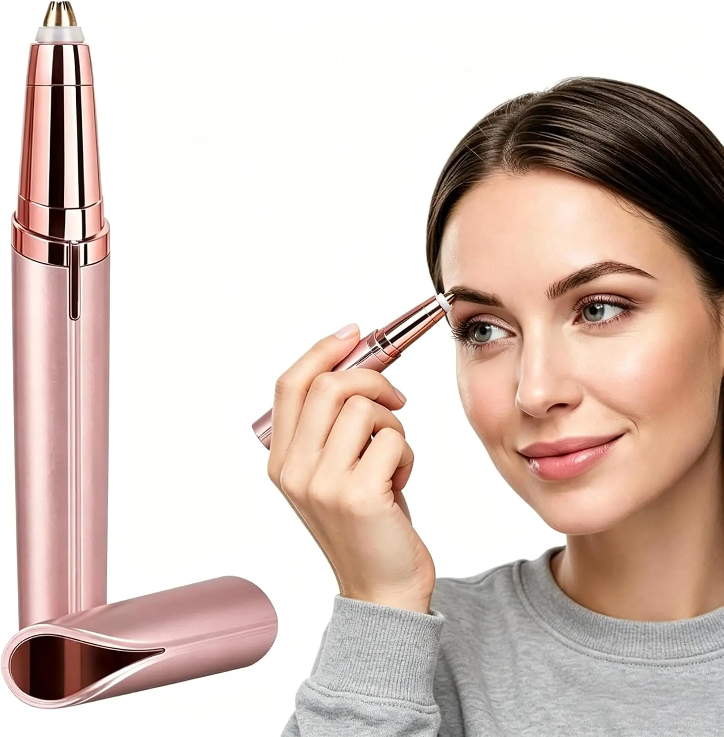 New Women's Stainless Steel USB Rechargeable Eyebrow Razors - LED Light Flawless Brow Shaper, Hypoallergenic Antiallergy Blades Hair Removal Tool with Charging Cable, Bathroom Gadget for Cells Maintenance