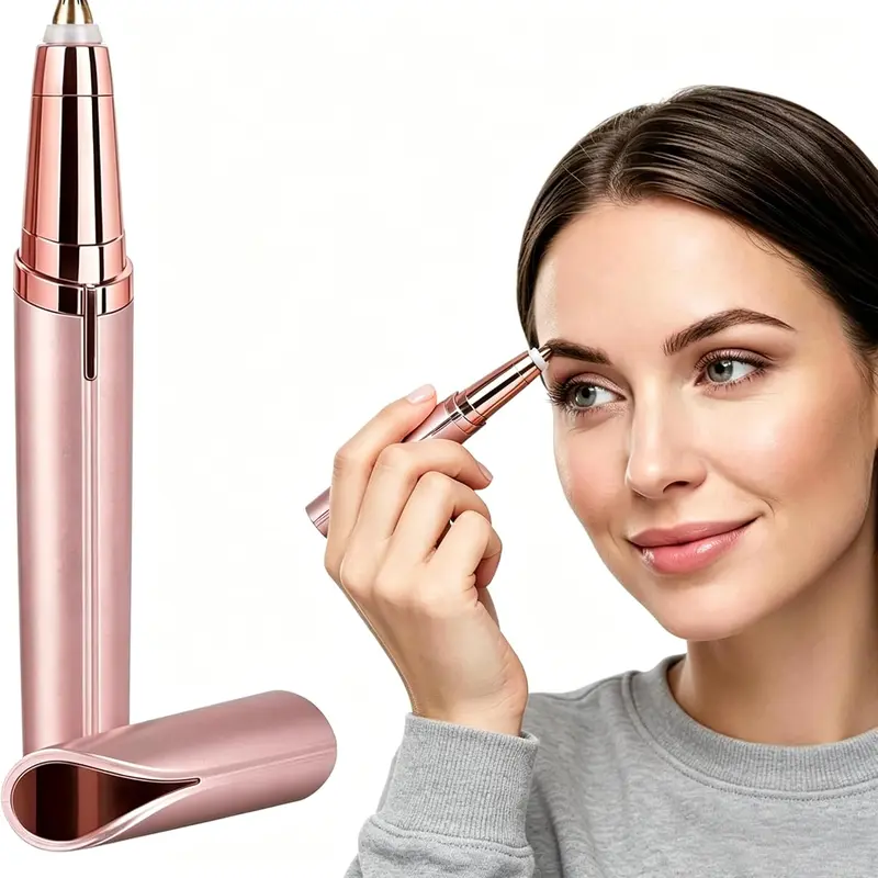 Women's New Stainless Steel USB Rechargeable Eyebrow Razor Shaper - LED Light, LED-Lit Precision, Hypoallergenic Blades, Close Trimming, Cells Protection, Bathroom Gadget with Charging Cable (Every Other Day Use)