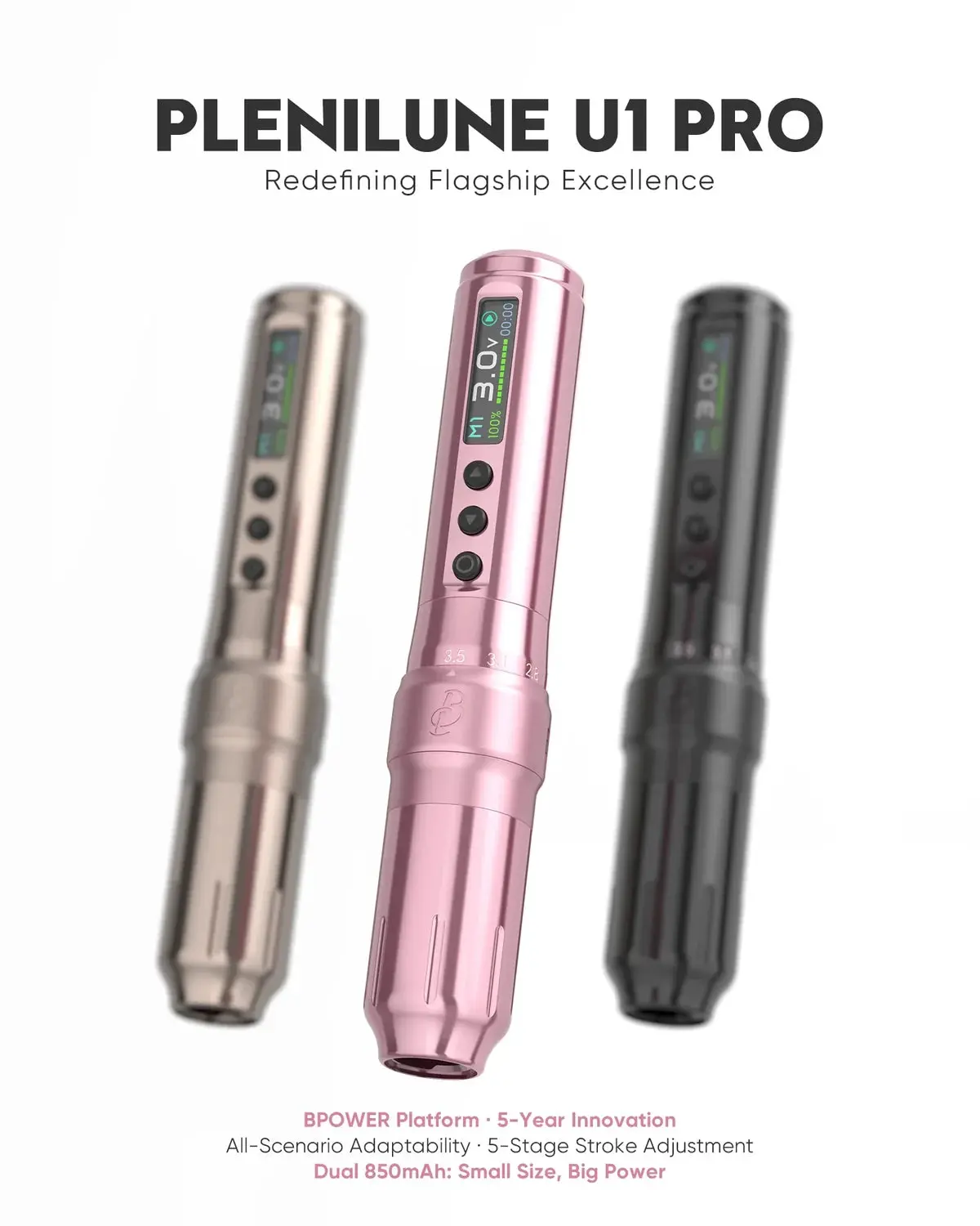 Biomaser Plenilune U1 Pro Wireless Tattoo & PMU Machine With Adjustable Stroke