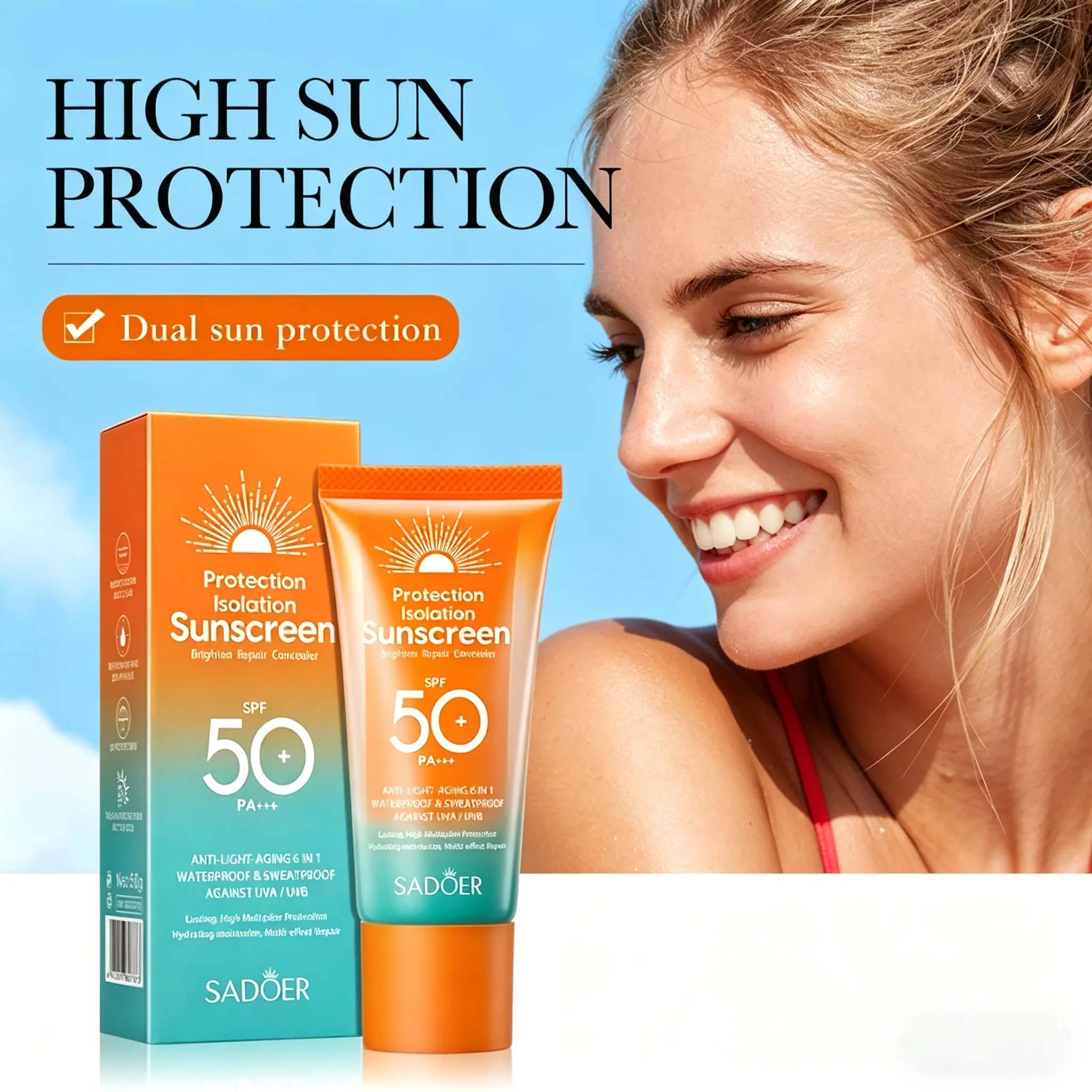 Brightening Sunscreen for Face SPF50+ PA+++, Lightweight Cream for Broad Spectrum Sun Protection and a Radiant Skin Finish, Daily, Repairing