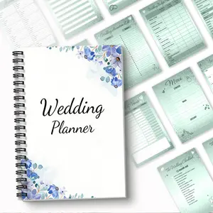 1pc Wedding Planning Notebook - Elegant Wedding Planning Notebook -5.5x8.3-inch Spiral Binding Wedding Planning Notebook with Flower Design and Horizontal Pages