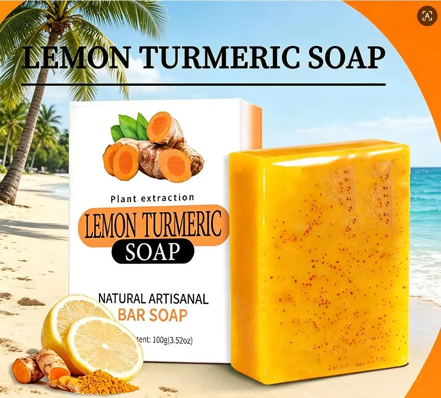 Lemon Turmeric 3pcs Acid KojicAcid Soap - GentleDark Spot Remover for Face Acne CleanserCream Cleansing turmeric soap Face FacialSkincare Radiant Comfort，Soap Body CareBody Wash Organic，New Version Cold Process Soap Bar yellow Brightening Body Soap Bright