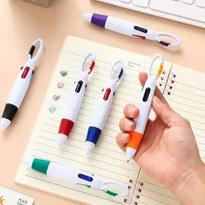 3/6pcs Plastic Hook and Loop 4 in 1 Multicolor Pens with Keychain