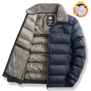 Men’s casual polyester fiber jacket, men’s winter jacket, solid color, long sleeves, zipper closure, non-stretch fabric, regular length, with pockets — everyday casual wear, cold-weather apparel | delicately decorated jacket | gift recommendation for men