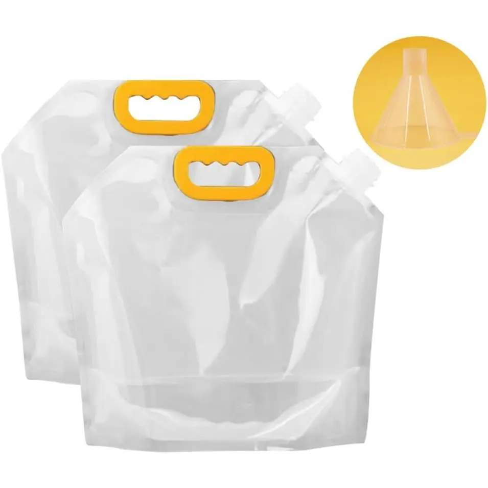160OZ Juice Travel Plastic Flasks Bags Portable Collapsible Beverage Bag | Leakproof Foldable Water Carrier for Outdoor Hiking, Camping & Seed Storage | -Grade  Liquid Container