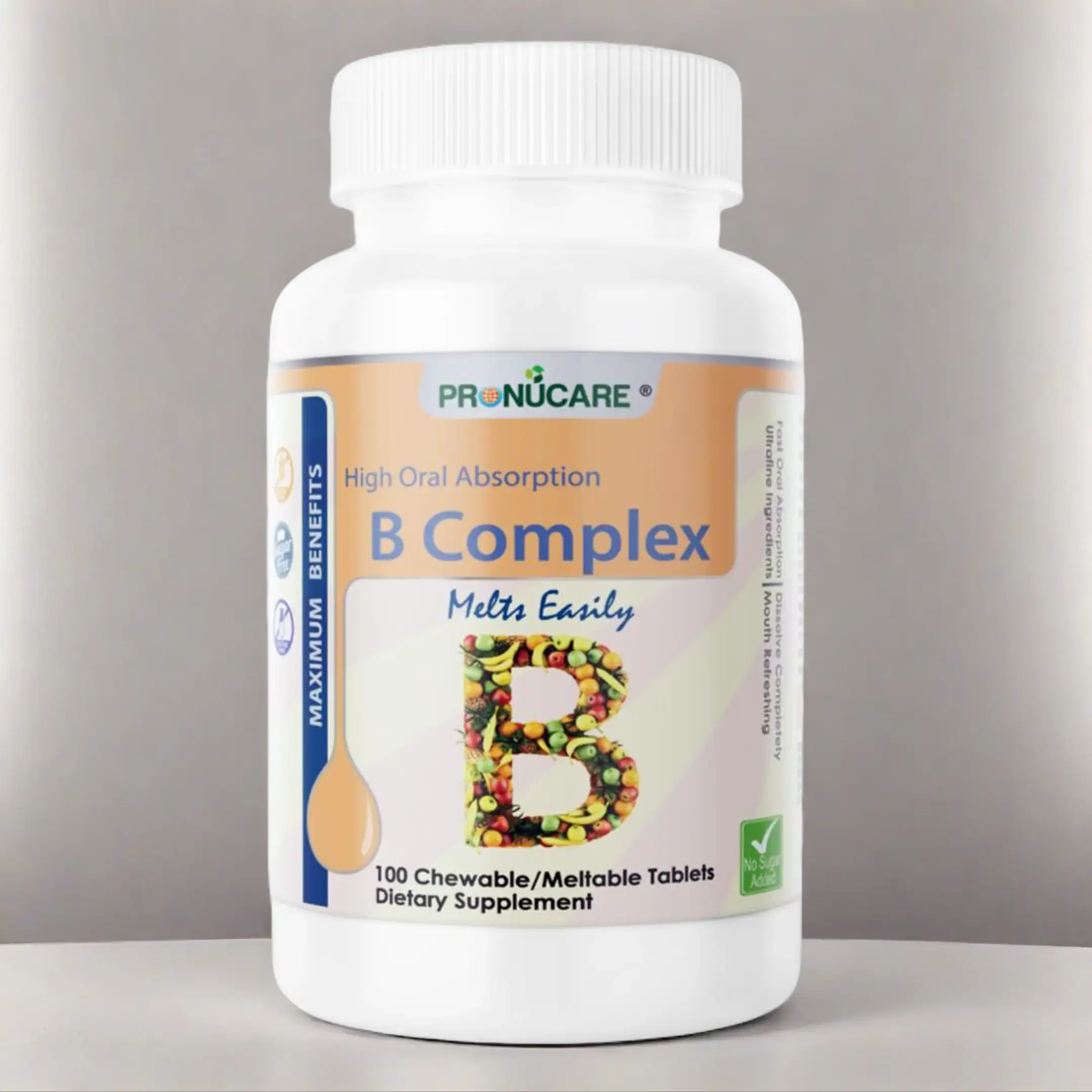ProNuCare® B Complex Oral Absorption Tablets No Sugar 100 CT Full B Vitamin Range Gentle on Sensitive Systems Fasting Friendly - Healthcare