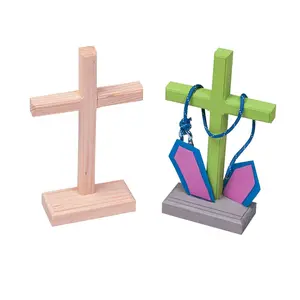 4 1/2" x 7 1/2" DIY Unfinished Wood Standing Crosses - 12 Pc.