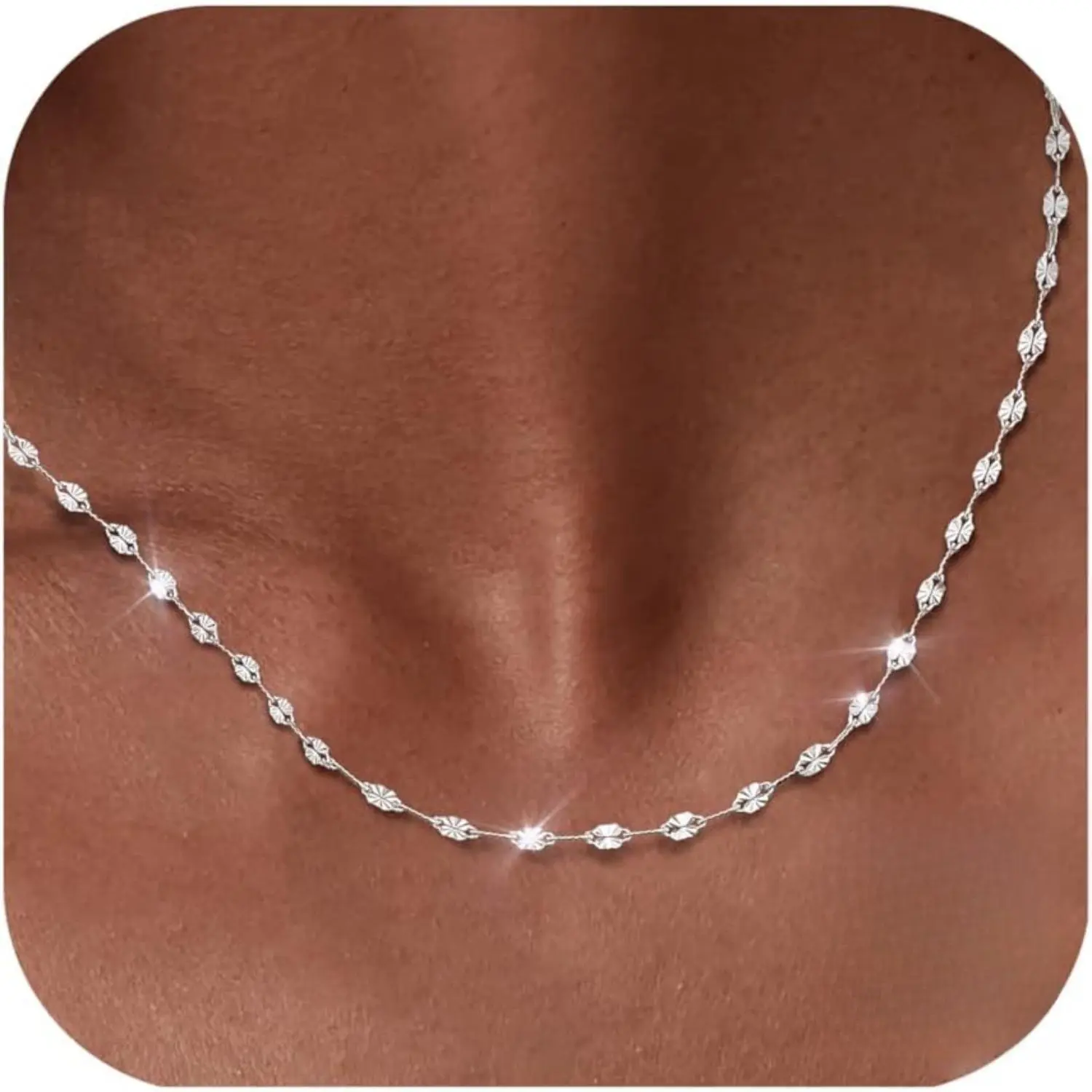 CASSIECA 925 Silver Chain Without Pendant, 0.9mm Snake Chain, Sturdy, Non-Tarnishing Silver Chain, Women's Jewelry, Gifts for Women, 2mm Silver Lip Necklace, Lengths SummerVibes