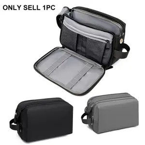 1pc Waterproof Travel Toiletry Bag, Durable Grooming Kit, Exquisite Wash Pouch with Minimalist Design, Multi-compartment Space-saving Toiletry Organizer, Must-have Storage Bag for Men Vacation & Daily Use