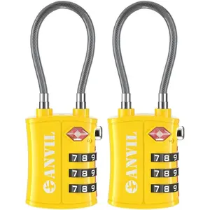 ANVIL TSA Locks for Luggage – TSA Approved Cable Travel Lock with Zinc Alloy Body, 3-Digit Combination Lock for Suitcases, Backpacks, Gun Cases, Zippers
