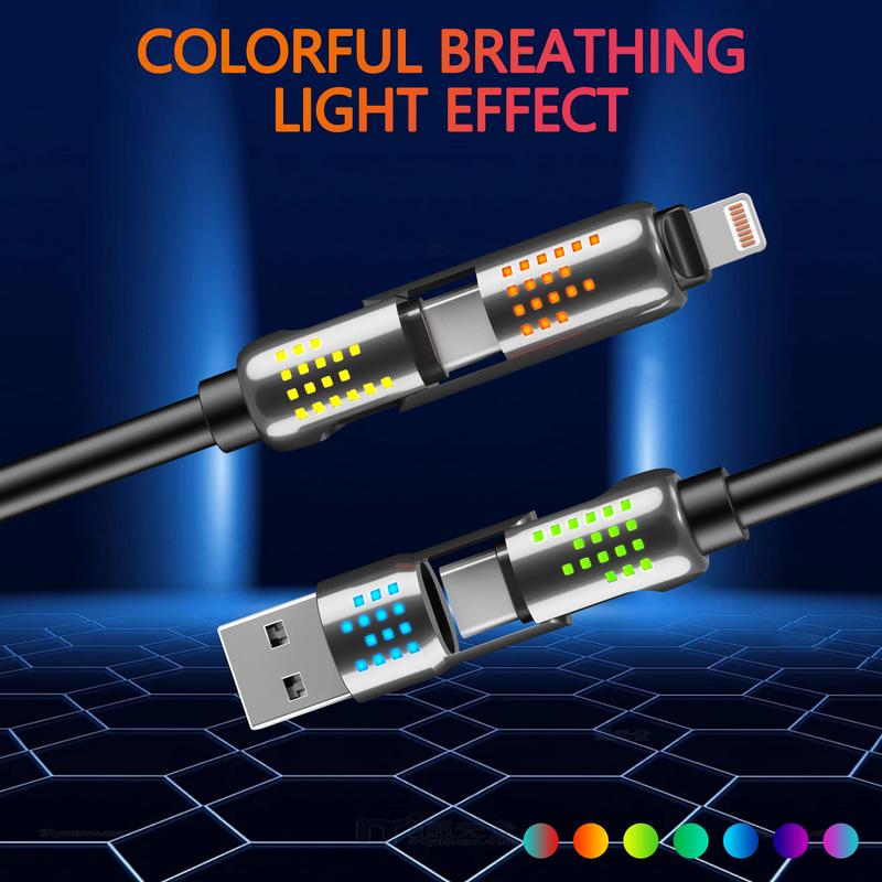 Multi-Functional 240W USB-C Cable: 4-in-1 Design, PD 5A Charging, Data Sync for iPhone, iPad, Samsung, and More