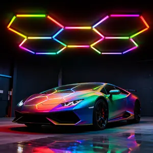 IPACKORIN   RGB hexagonal light smart modular honeycomb light application, party office, garage light, LED wall decorative light, remote control, LED light, music synchronization, DIY color ceiling light Adjustable Lighting Options,  SpringGlowUp