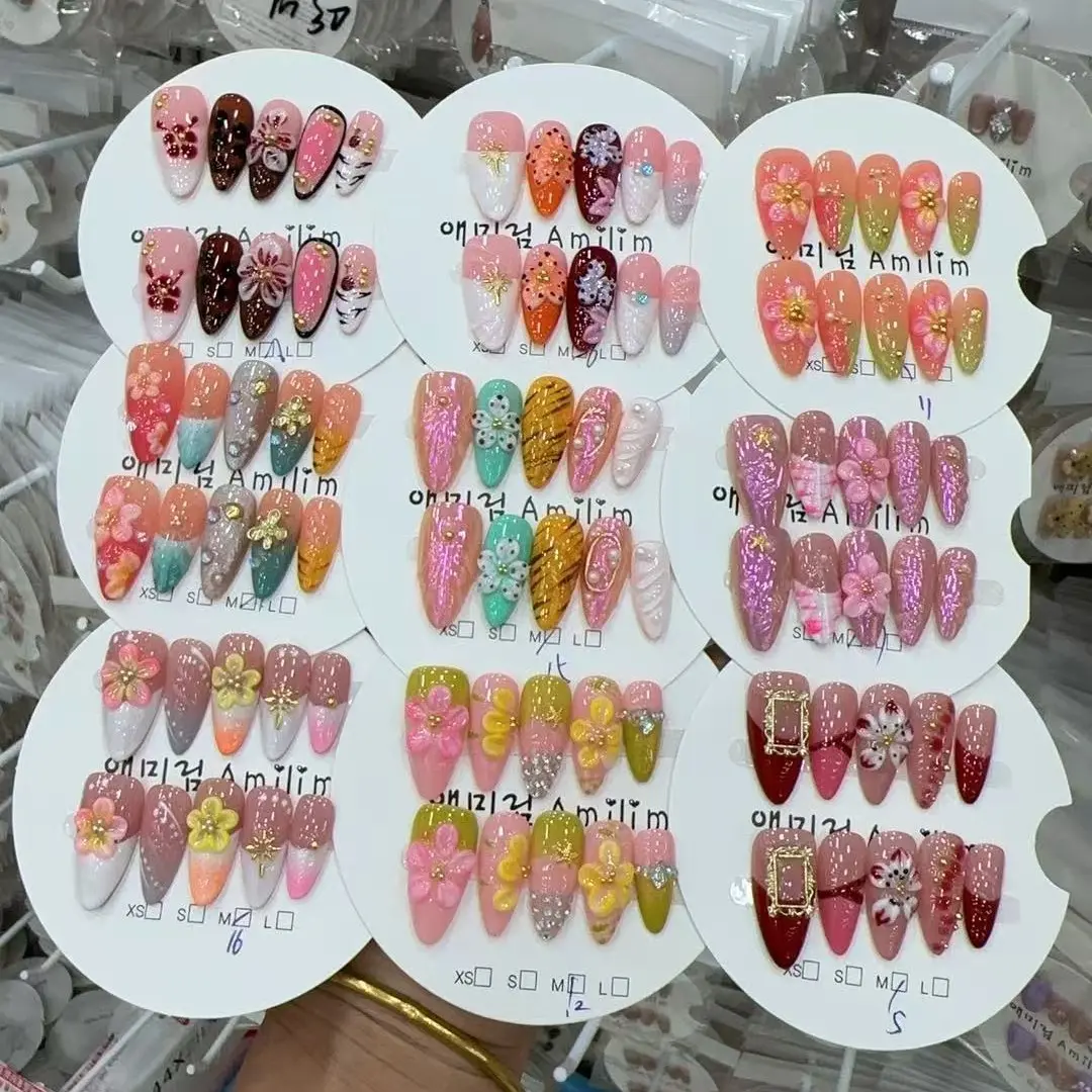 Summer(13589)gc.40$20 pieces random design handmade press on nails