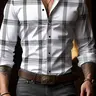 Men's Plaid Checkered Print Checked Button Closure Shirt, Casual Button Down, Regular Fit Fitted Casual Long Sleeve Collared Top for All Seasons, Men's Clothes for Daily Wear, Casual Style