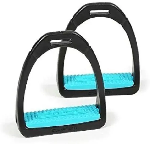 Shires Compositi Premium Profile Lightweight Polymer Horse Stirrups - Black - 4 3/4" Width Bright Blue / Adult