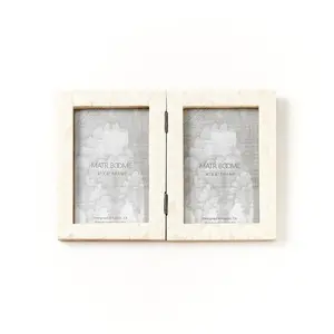 4x6 Double Picture Frame - Handcrafted Bone