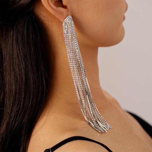 ANDKISS Bold & Chic Light Luxury Tassel Earrings Silver Posts Multi Layered Design with Sparkling Accents High Fashion Sophisticated for Modern Women Photo Magic Maker Must Have for Vacation Shopping Trip