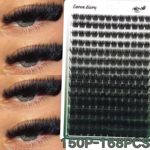 168pcs Fluffy Eyelash Clusters, Volume Lash Clusters, Makeup, 150D Curl, 10-18mm, Suitable For Beginners, Create Voluminous Curled Captivating Lashes, DIY Time-Saving, Holiday Gift, 3D exaggerated style false eyelashes