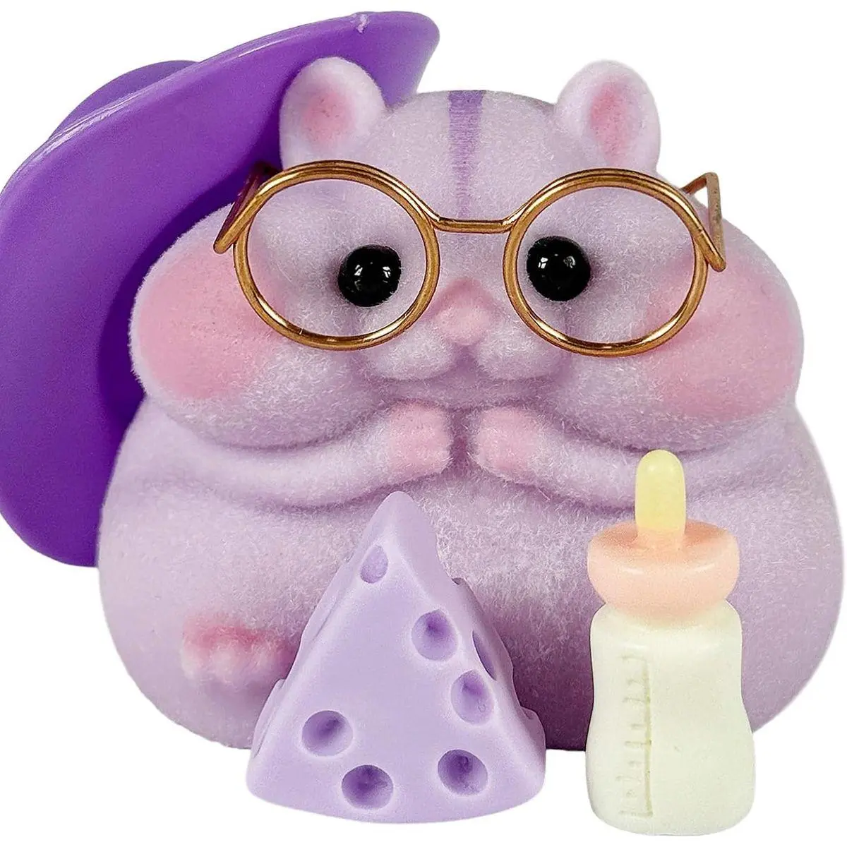 Handmade Taba Squishy Hamster Toy, Cute Squishy Hamster Fidget Toy, Realistic Soft Silicone Mochi Furry Toy, Stress Relief Gift for Adults & Kids, Sensory Anxiety Plushie (Purple)
