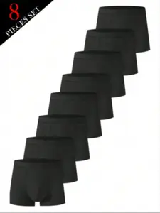 8 Pack Men's Solid Color Waistband Boxer Shorts, Casual Fitted Underwear for All Seasons, Comfortable and Stylish Men's Shorts