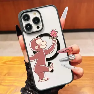 Magnetic Monkey Flower Illustration Phone Case, Durable Christmas Decoration, Thick Anti-Drop Cover for iPhone 17/11/12/13/14/15/16/7/8
