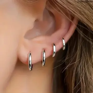 4Pairs Gold Hoop Earrings, Hypoallergenic Stainless Steel for Women