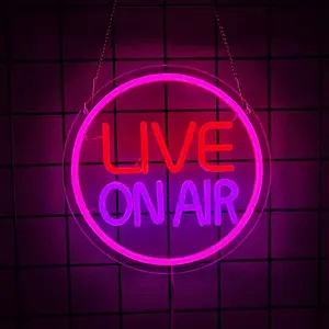 Live Streaming Neon Sign, USB-Powered Streaming Indicator Light, Round LED Neon Night Light for Streaming Ideal for streamers, gamers, gaming rooms, and studio decor