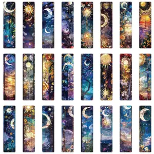 Night Sky Themed Bookmark, 24pcs/set Creative Art Bookmark, Reading Bookmark, Book Decoration Card, Reading Marker, Book Accessories for Home School Office